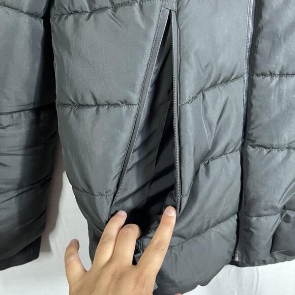 Primark Jacket Youth 14-15 Years Black Hooded Puffer Fleece Lined Zip Pockets - Picture 5 of 9